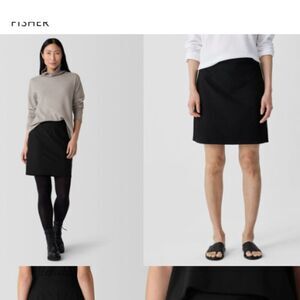 Eileen Fisher Black washable stretch crepe pencil skirt XL minimalist career